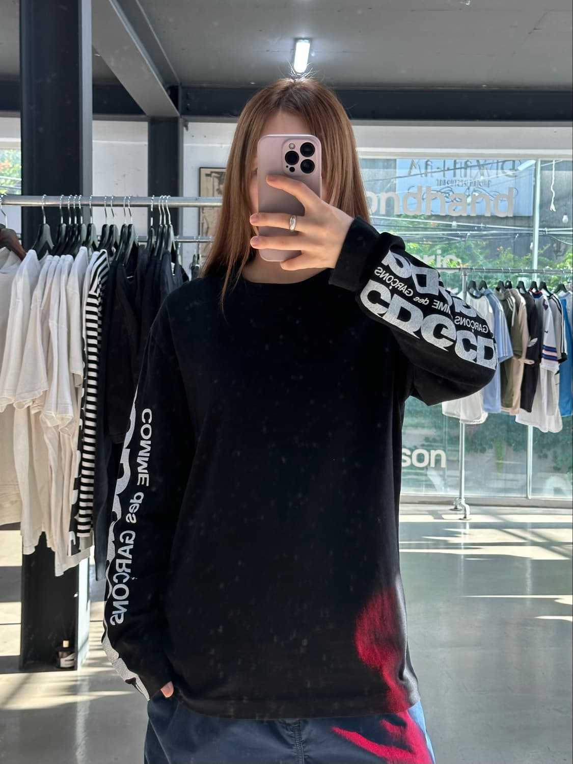 꼼데가르송 CDG 암 볼드로고 롱슬리브 블랙 상품이미지2