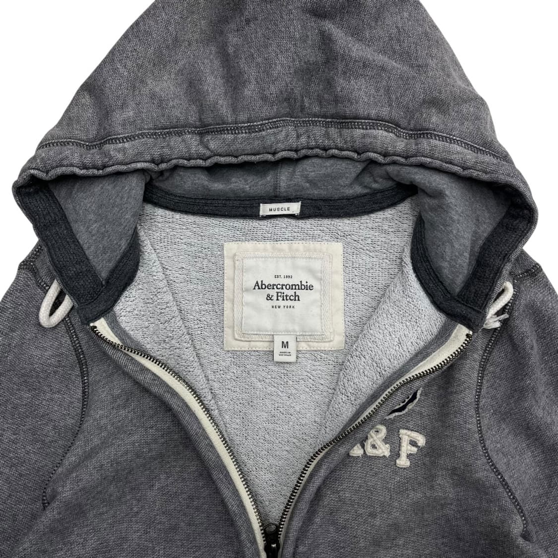 아베크롬비 패치로고 그레이 후드집업 M 상품이미지4