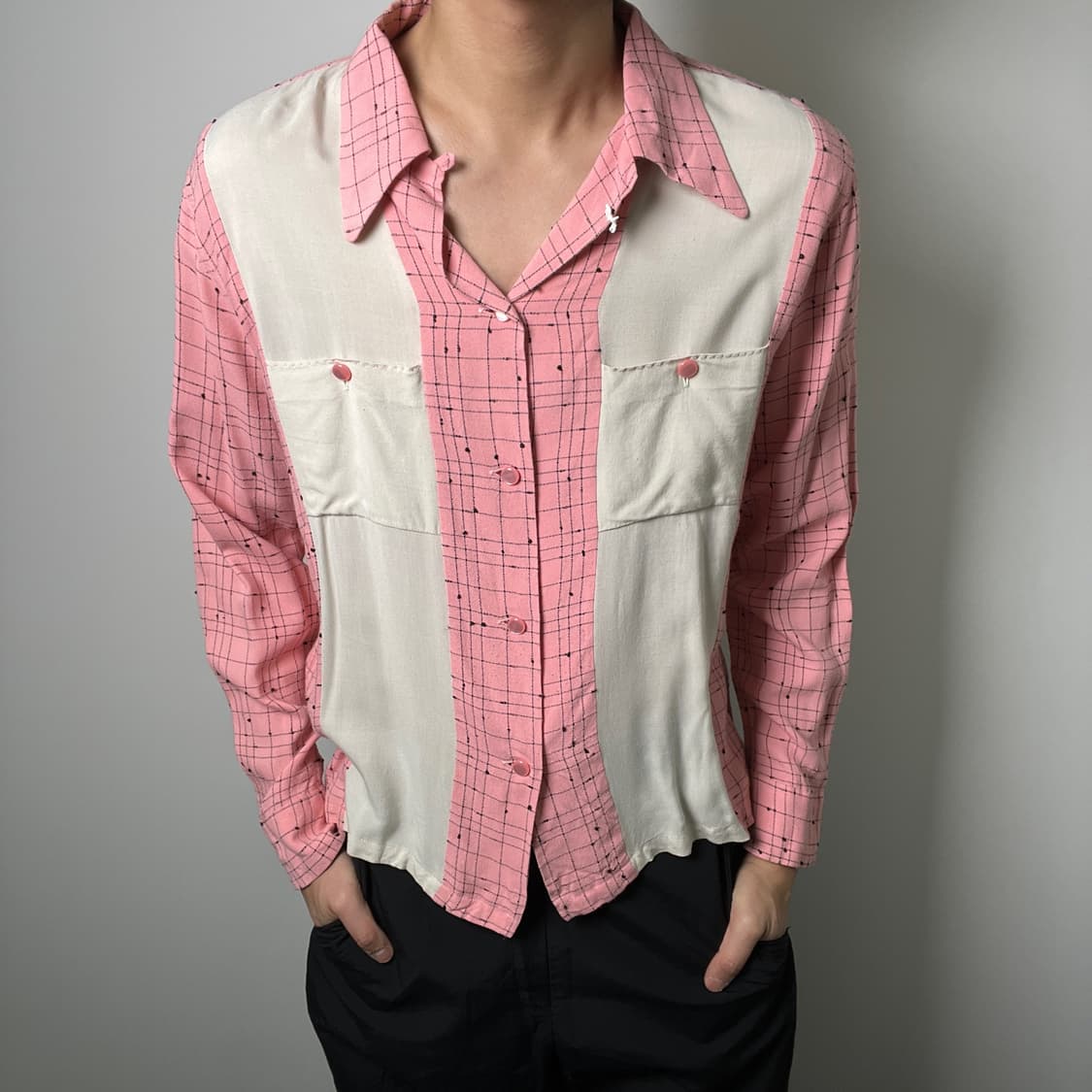 dry bones 드라이 본즈 핑크 체크 셔츠 S 상품이미지1