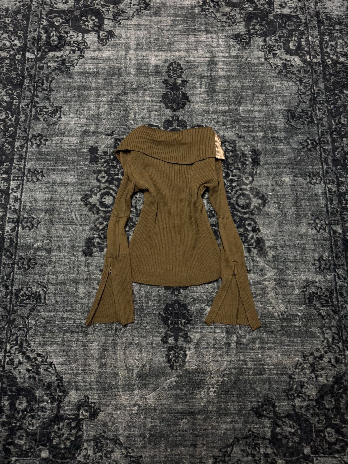 Prigs asymmetry khaki ribbed zip up 상품이미지6