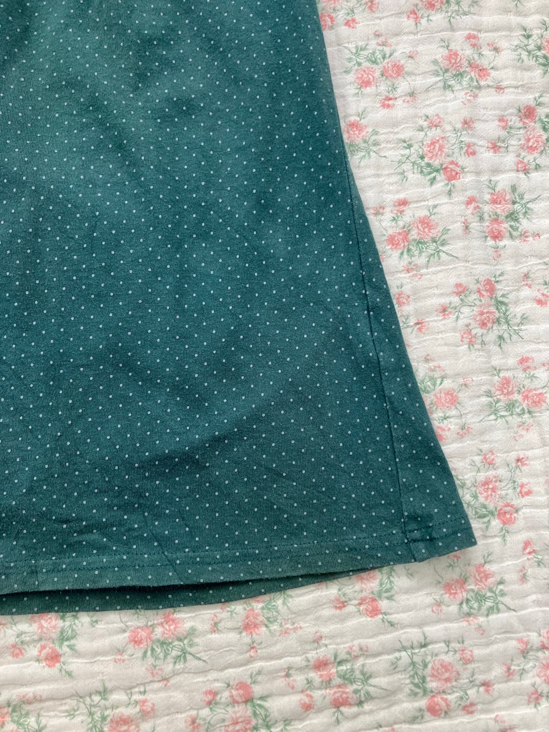 빈티지 청록 땡땡이 크로셰 퍼프 반팔 1118 모리걸 y2k 스트릿 갸루 상품이미지5