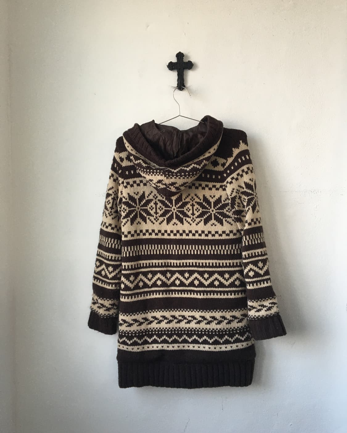 Snow pattern hood knit cardigan 상품이미지3