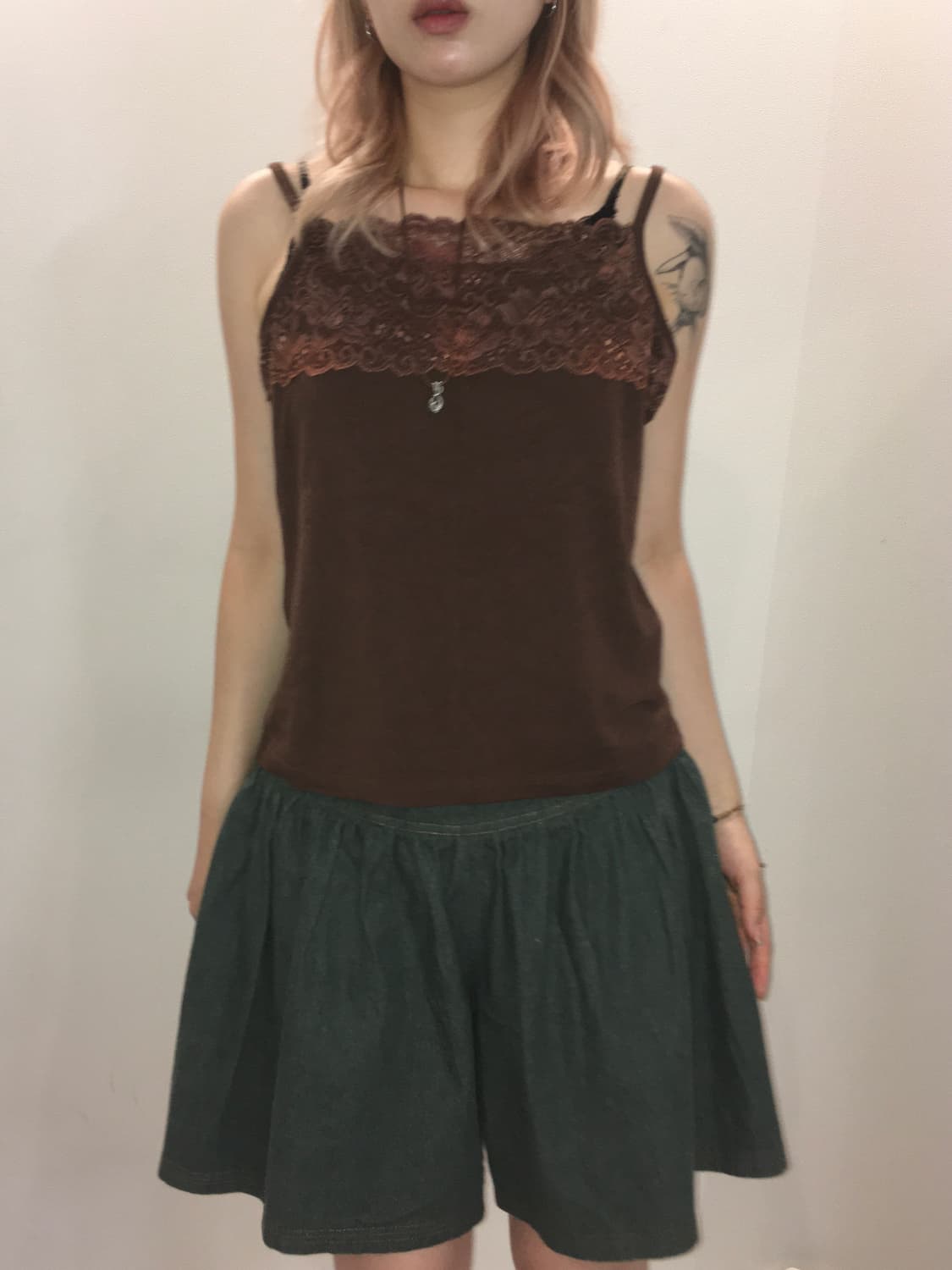 jpn vintage 브라운 레이스 슬리브리스 상품이미지3