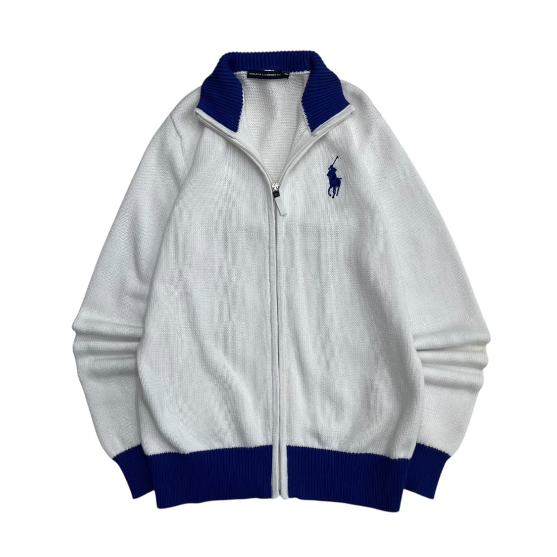 폴로 랄프로렌 빅포니 코발트블루 배색 화이트 니트집업 L 상품이미지3
