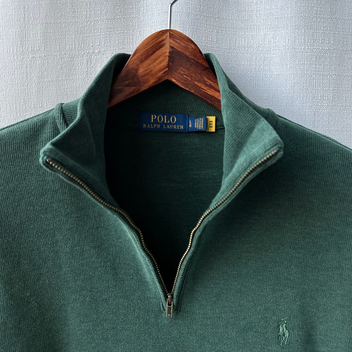 폴로 랄프로렌 신형 QR 하프 집업 코튼 니트 그린 L 상품이미지5