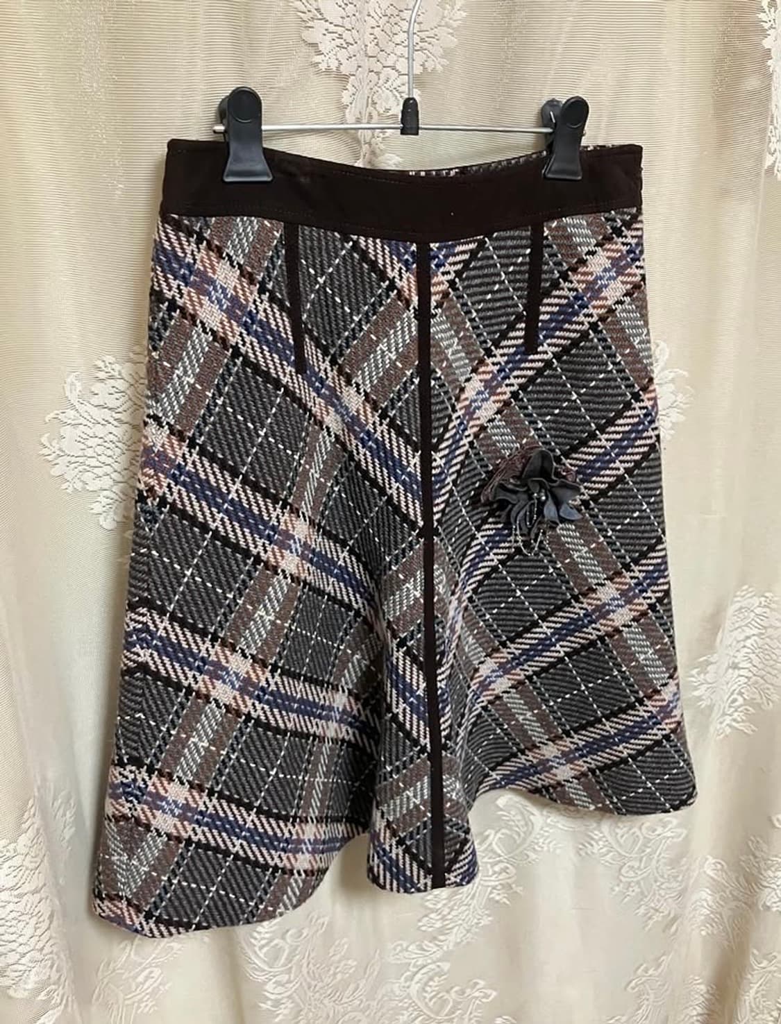 빈티지 TOMBOY 모 체크 스커트 상품이미지3