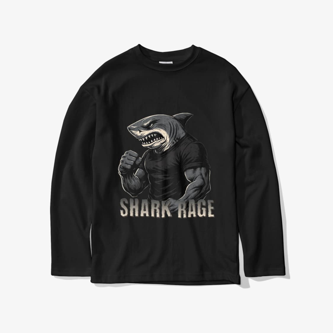 SHARK RAGE 검정 긴팔 티셔츠 드랍숄더(M) 상품이미지1