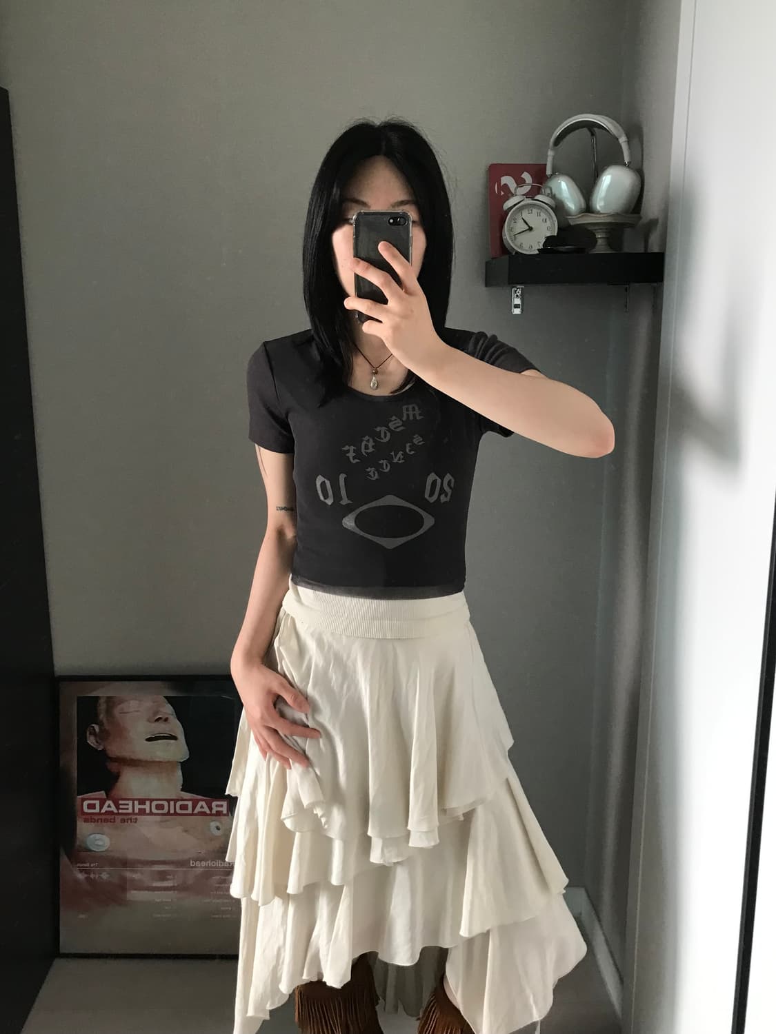 미스치프 프린팅 크롭 반팔티 상품이미지1