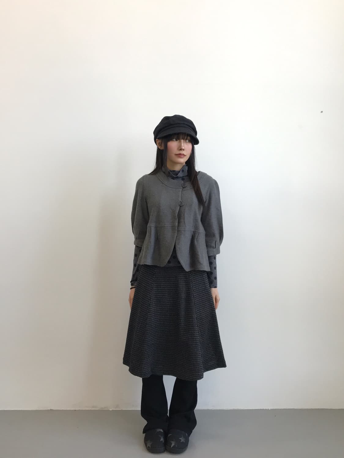 jpn Grey Flared Knit Cardigan 상품이미지1