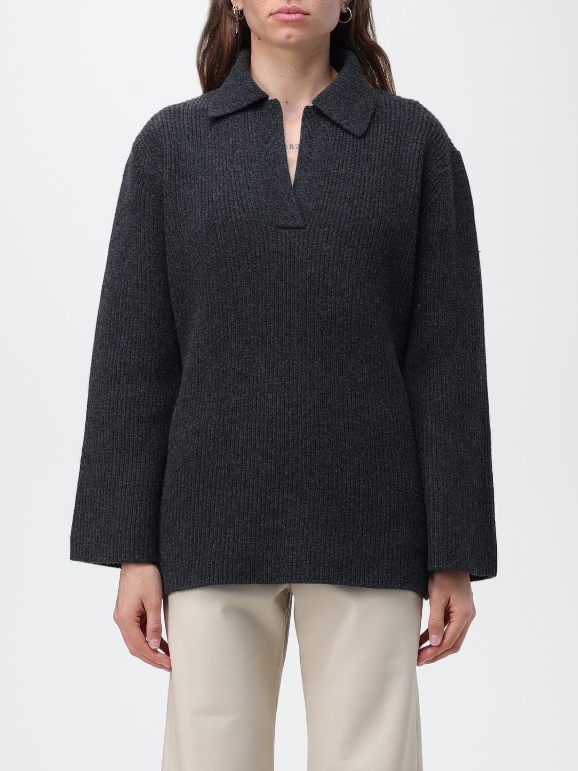 (정품/새상품) TOTEME 토템 여성 차콜 울 폴로 니트 상품이미지7
