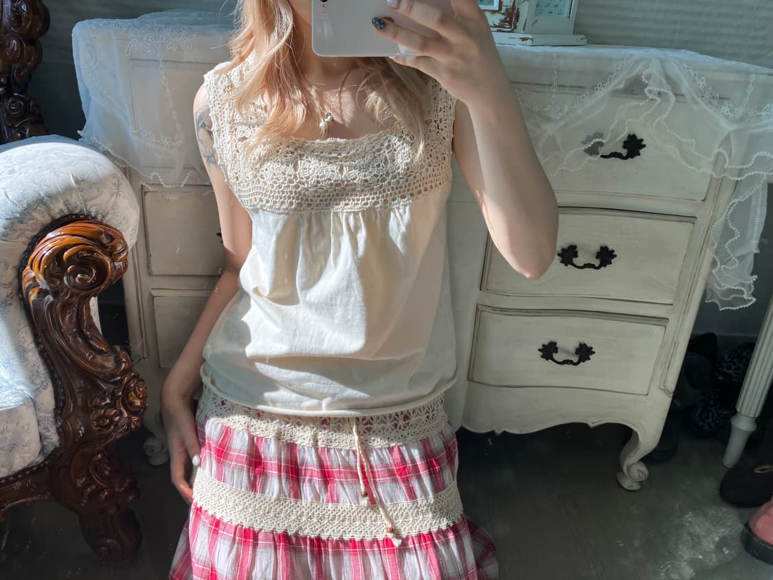 Set)아이보리 크로셰 가디건 + 모리 슬리브리스 상품이미지5