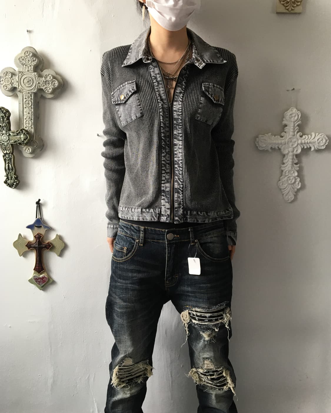 Pocket point ribbed zip up 상품이미지1