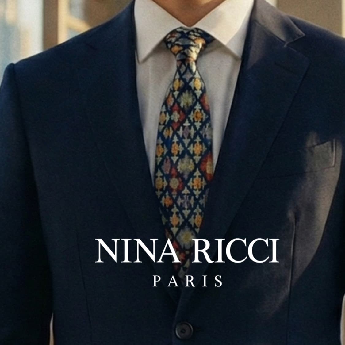 니나리치 실크 네이비 에스닉 패턴 넥타이 9.7cm A+등급 A19460 상품이미지1