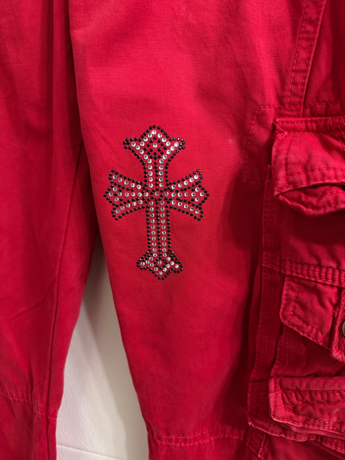 빈티지 레드 펑크 큐빅 카고 스트레이트 팬츠 상품이미지5