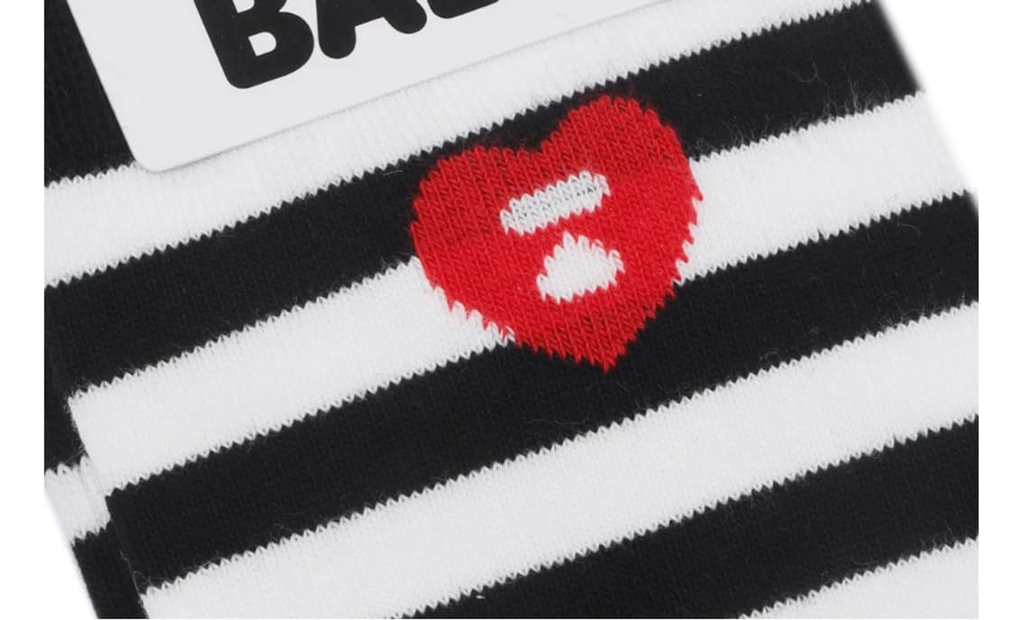 베이프 정품 에이피 라인 하트 엠브로이더리 배찌 스트라이프  삭스 양말 상품이미지3