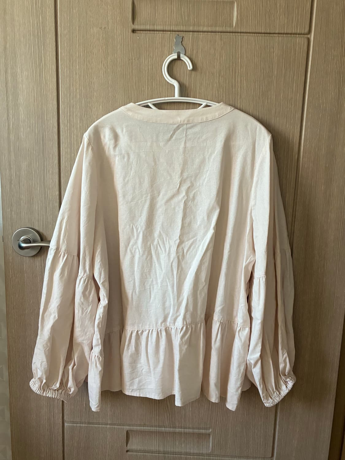 라운드 퍼프 셔링 긴팔 블라우스 (오트밀) 상품이미지2