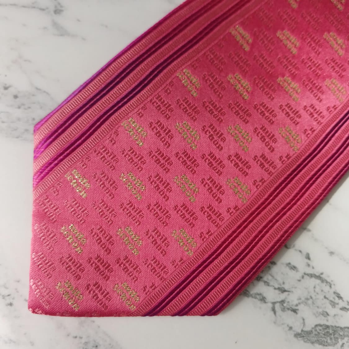 밀라숀 진핑크 로고 자수 패턴 넥타이 9cm S~A+등급 E886 상품이미지6