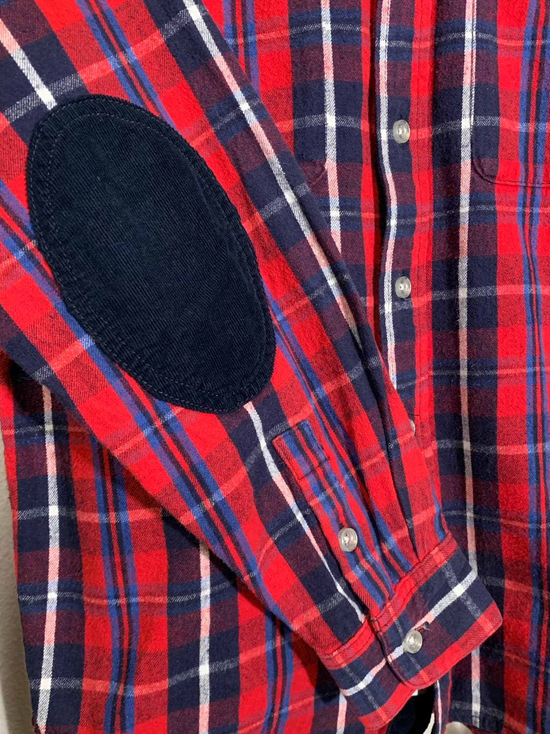 00’s stussy 코듀로이 카라 엘보우패치 체크 패턴 마운틴 셔츠 상품이미지5