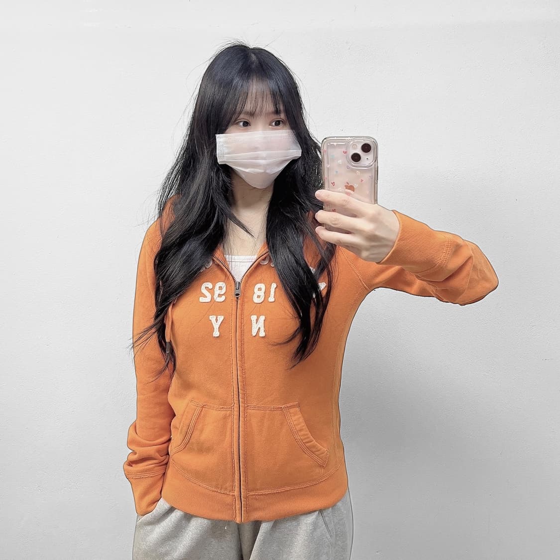 아베크롬비 아치 로고 후드집업 오렌지 상품이미지1