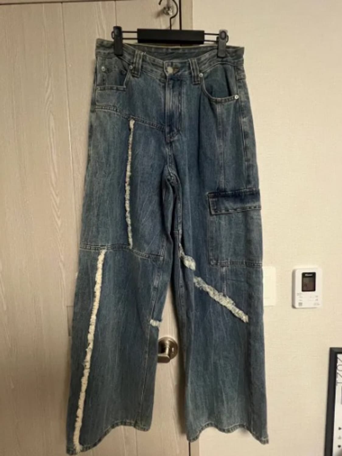 1)노운 언밸런스 와이드 데님 팬츠 미드블루 상품이미지2