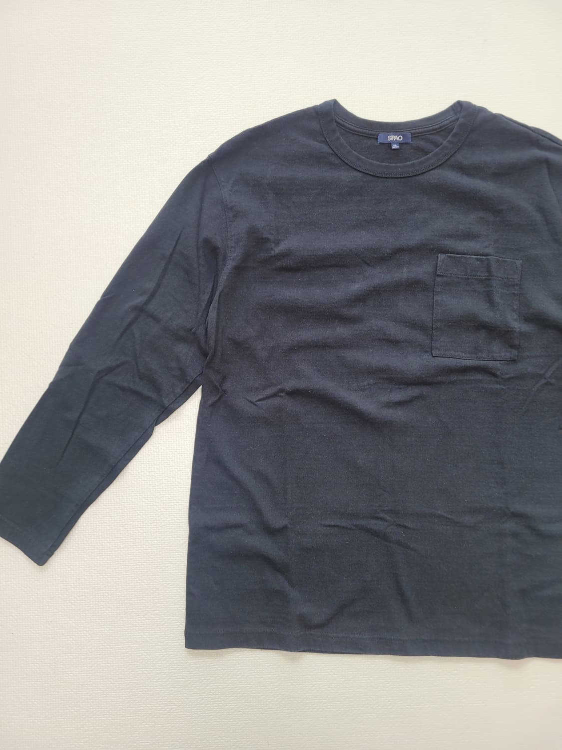 스파오 SPAO 남자 긴팔 라운드티 XL 블랙 상품이미지2