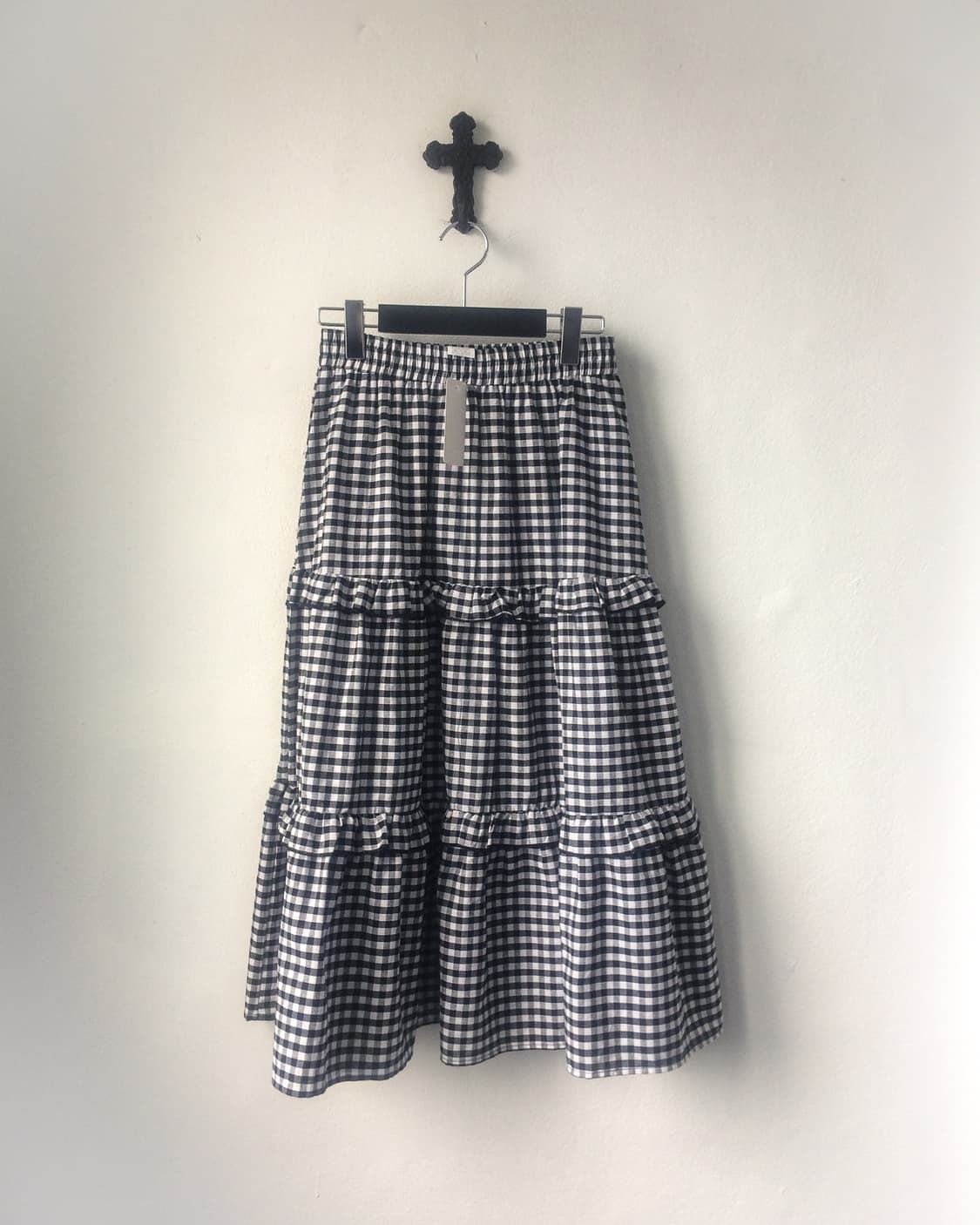 Frill layer check pattern long skirt 상품이미지1