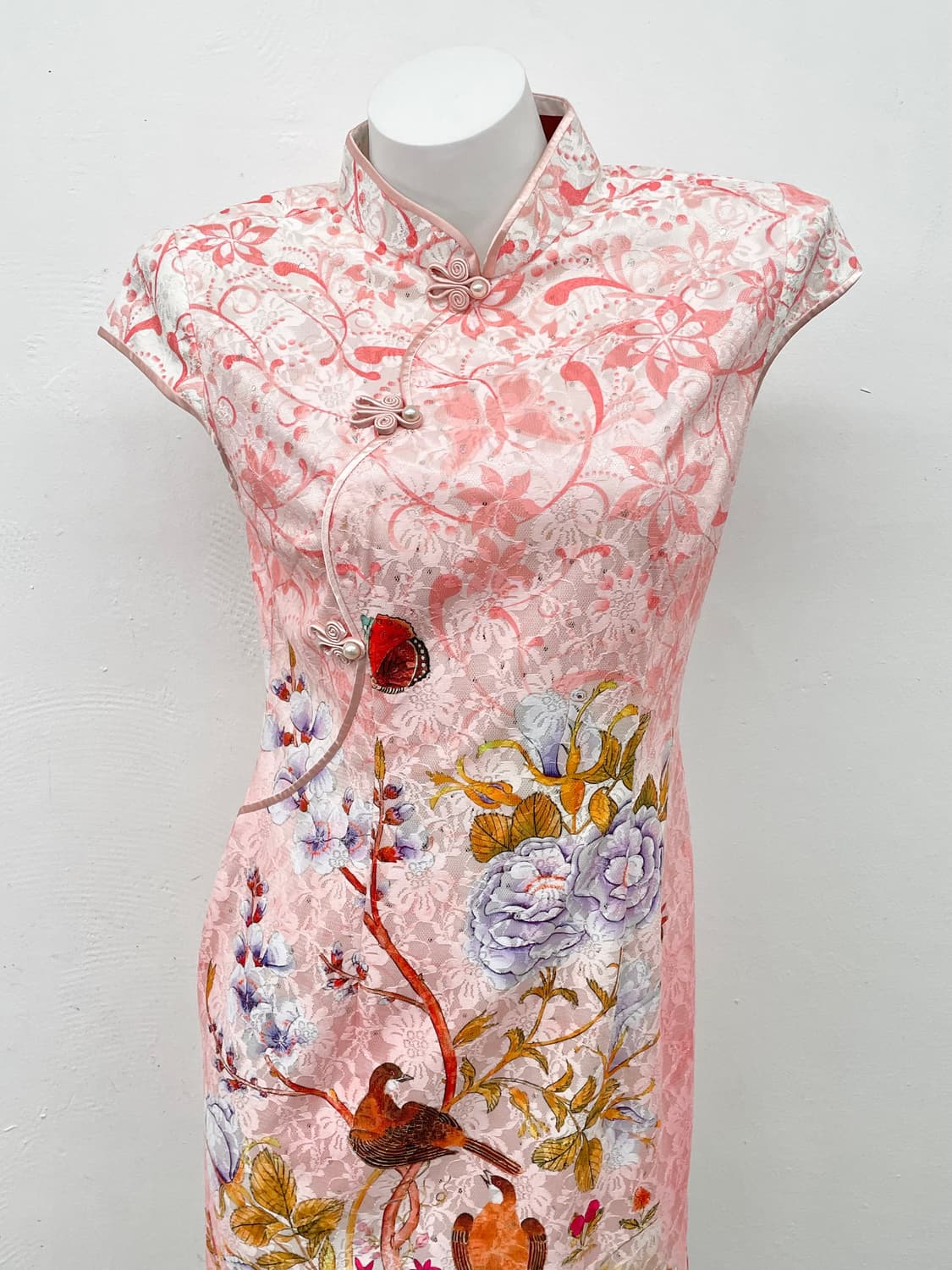 핑크 오리엔탈 레이스 치파오 상품이미지5