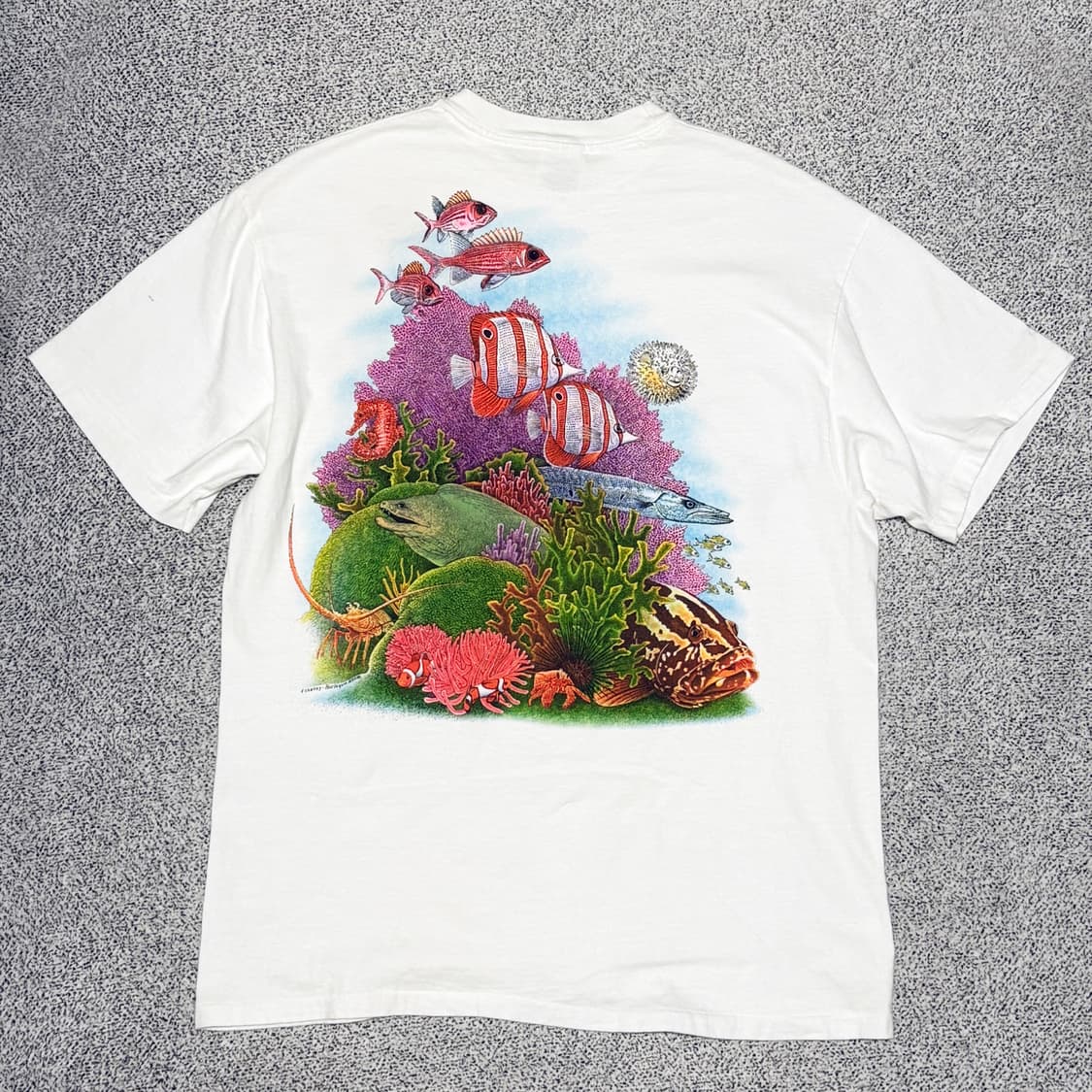 90s 빈티지 헤인즈 beefy-t 아쿠아리움 프린팅 티셔츠 상품이미지5