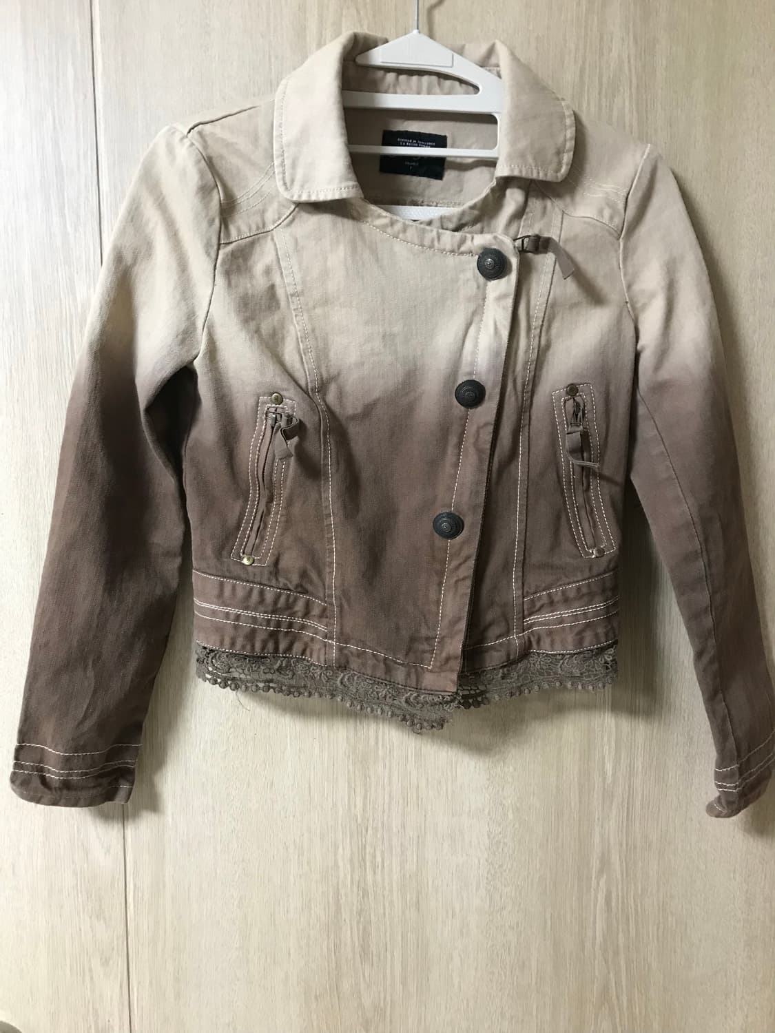 빈티지 사이드 배색 자켓 집업 투톤 라이더 레이스 상품이미지4