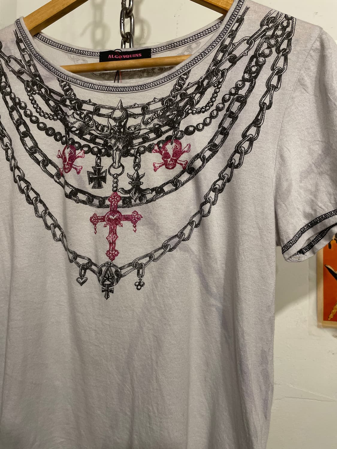 algonquins 알곤퀸즈 체인 프린팅 화이트 티셔츠 펑크 상품이미지4