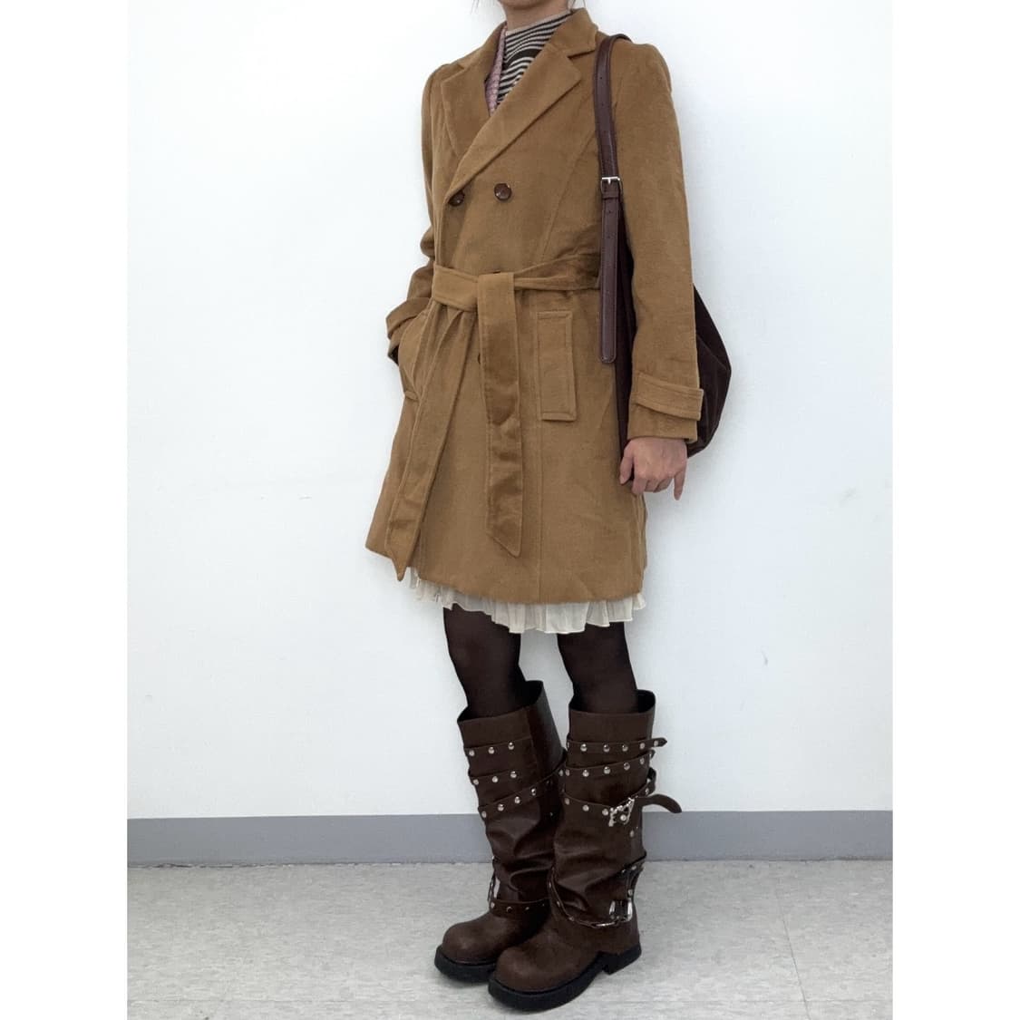 빈티지 브라운 더블 코트 상품이미지3