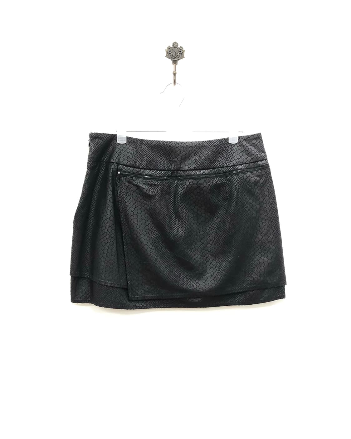 snakeskin texture studded zip mini skirt 상품이미지2