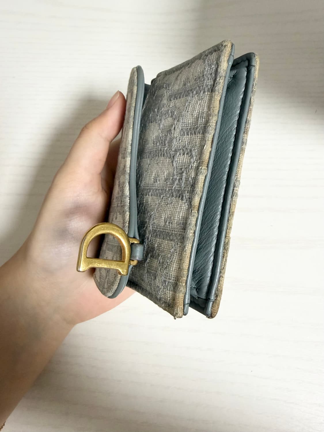 정품확실)디올 오블리크 카드지갑 새들 라이트그레이 판매 동전지갑 상품이미지4