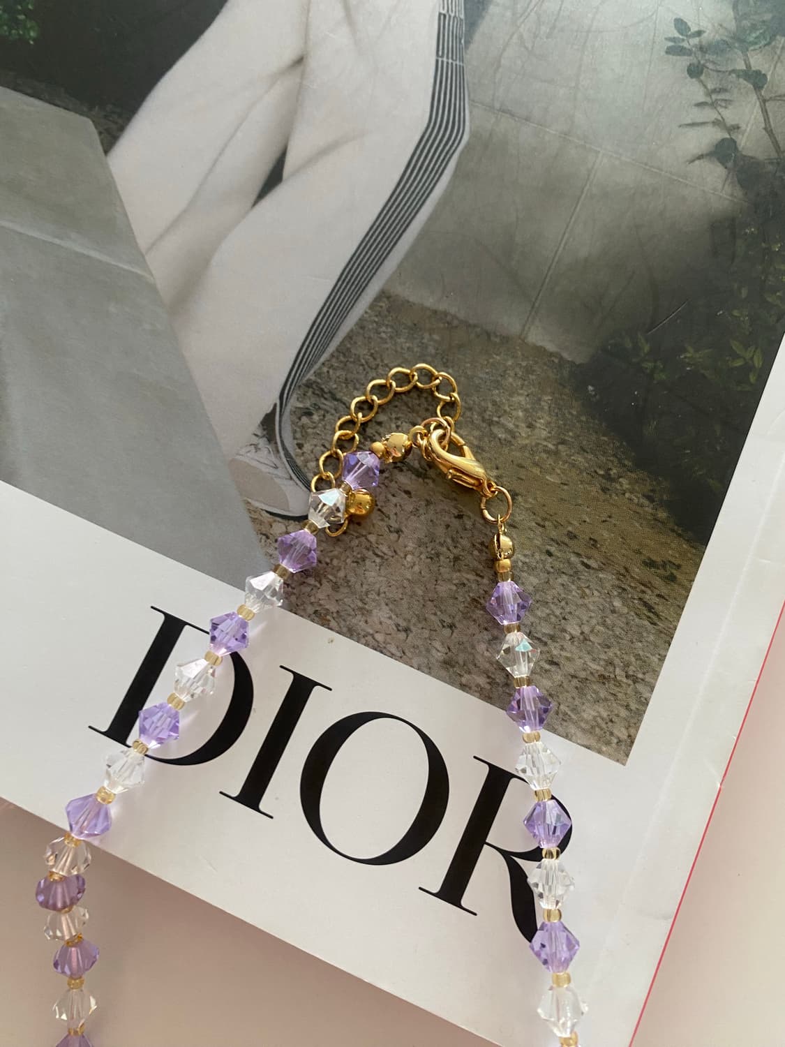 크리스탈 보라 투명 비즈 목걸이 상품이미지4