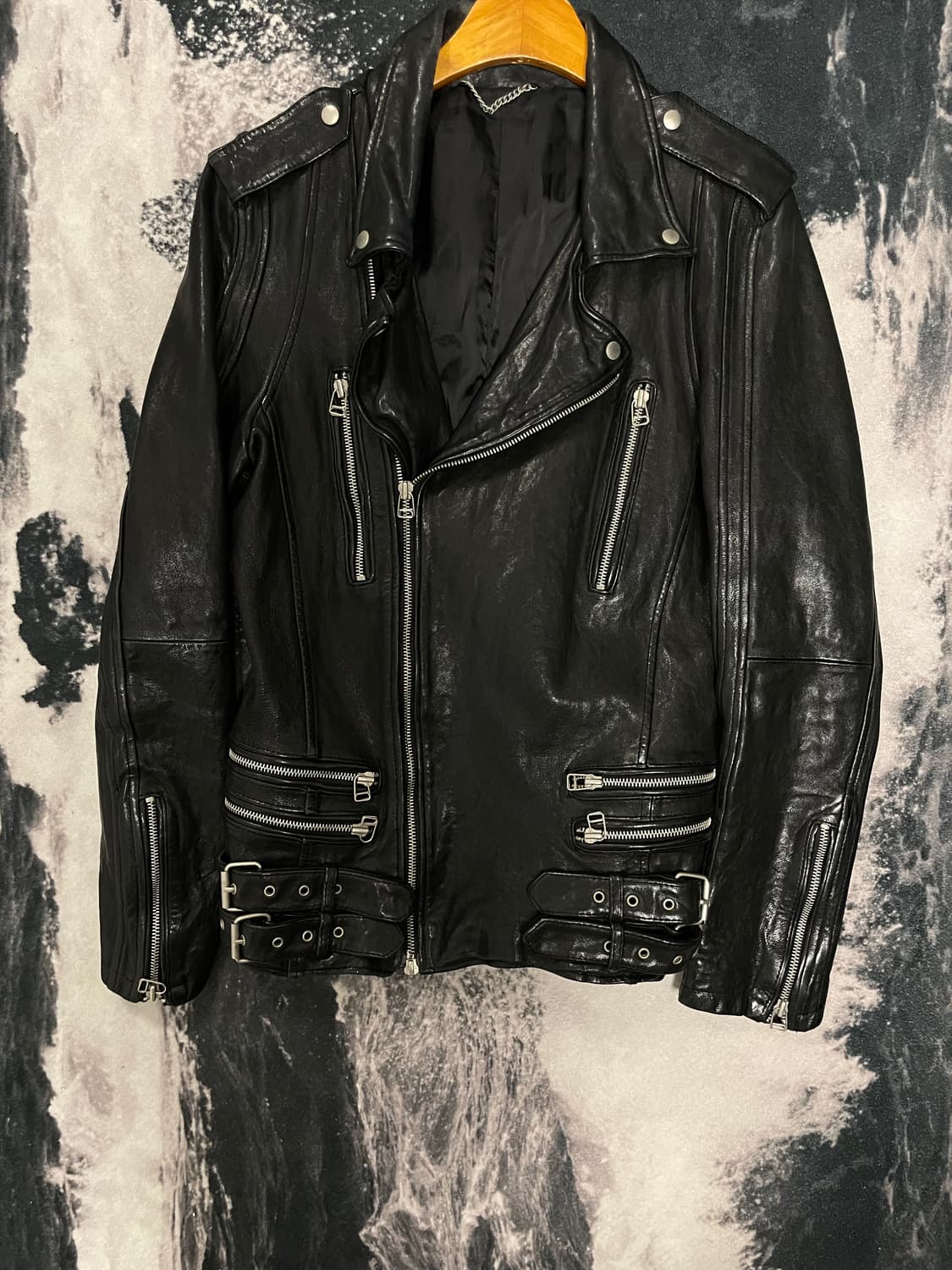 빈티지 버클 지퍼 라이더 가죽자켓 상품이미지1