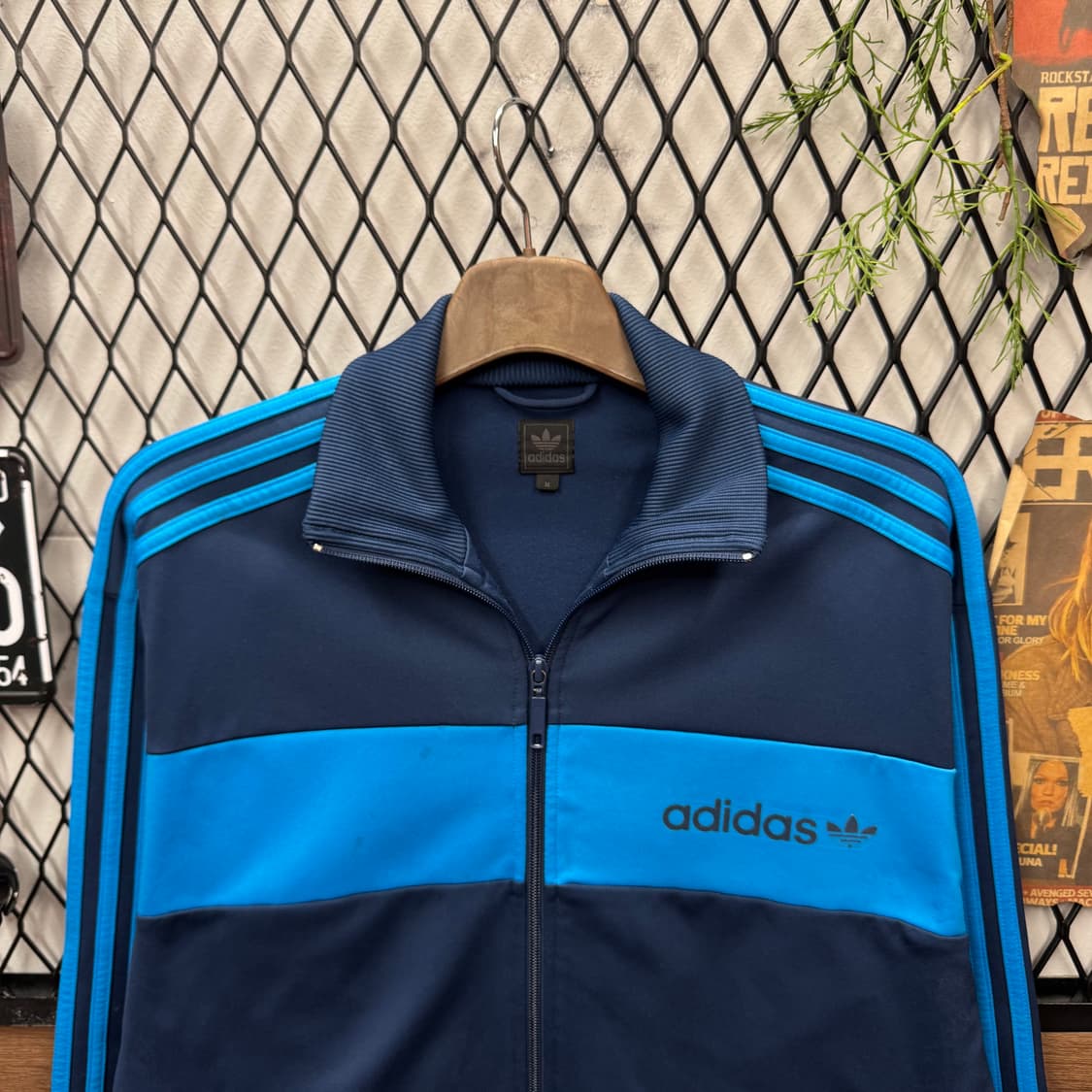 00s 아디다스 트랙자켓 전면 레터링 로고 포인트 네이비 블루 상품이미지3