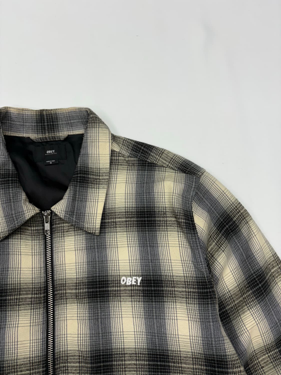 Obey 오베이 한정판 플란넬 체크 집업 블루종 자켓 상품이미지4