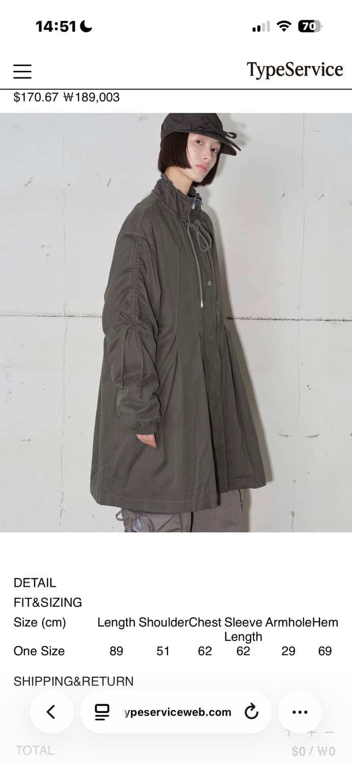 타입서비스 야상 점퍼 (Pleated Fleece Long Jumper) 상품이미지1