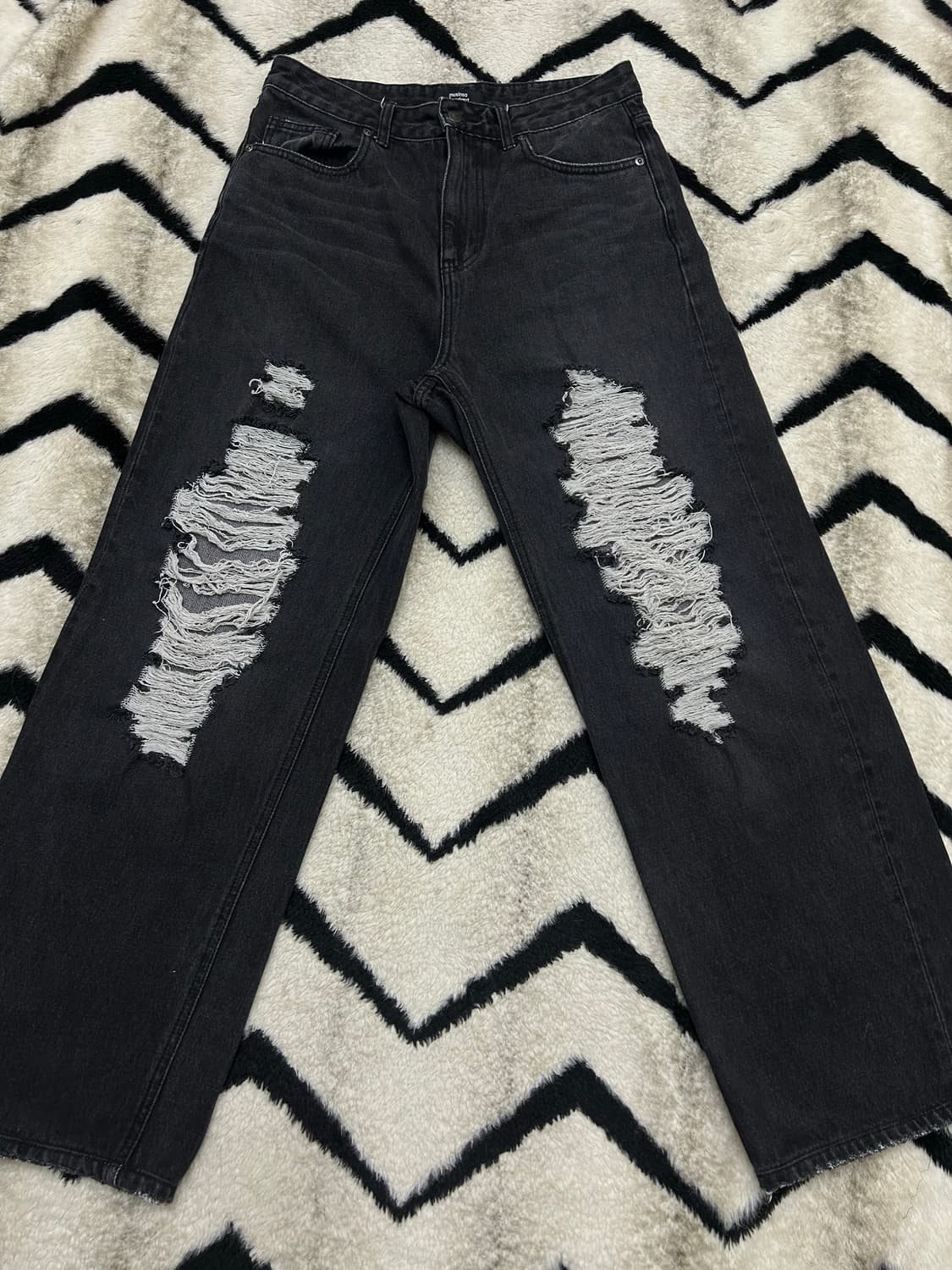 [30]무신사스탠다드 디스트로이드 와이드 데님/워시드블랙 상품이미지1