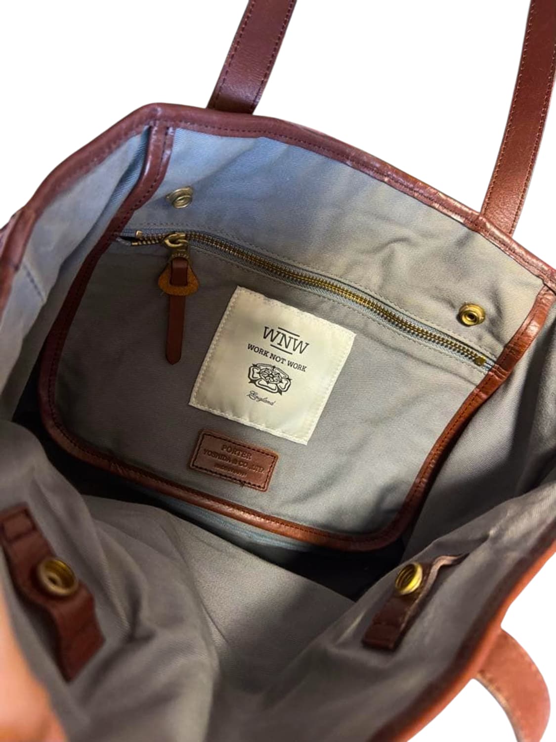 요시다 포터 x WNW 펜들턴패턴 울 가죽 토트백 상품이미지5