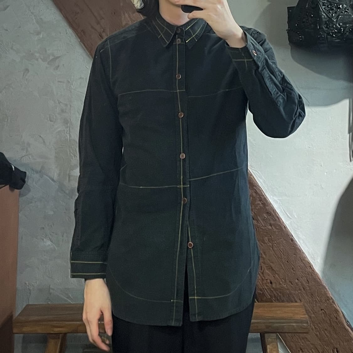 크리스토퍼 네메스 라인 드로잉 프린트 셔츠 상품이미지2