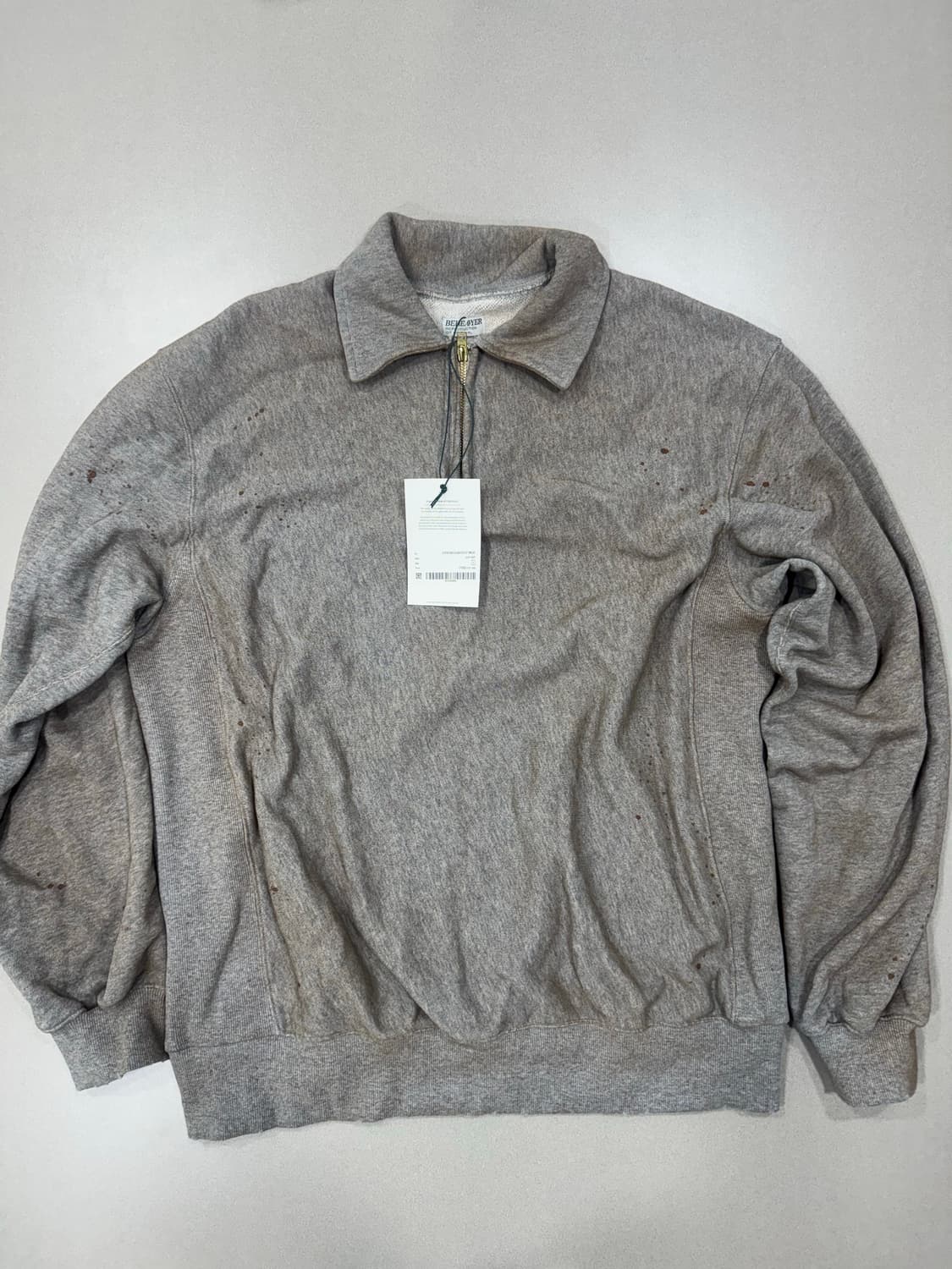 BEHEAVYER DISTRESSED QUARTER ZIP SWEAT 상품이미지1