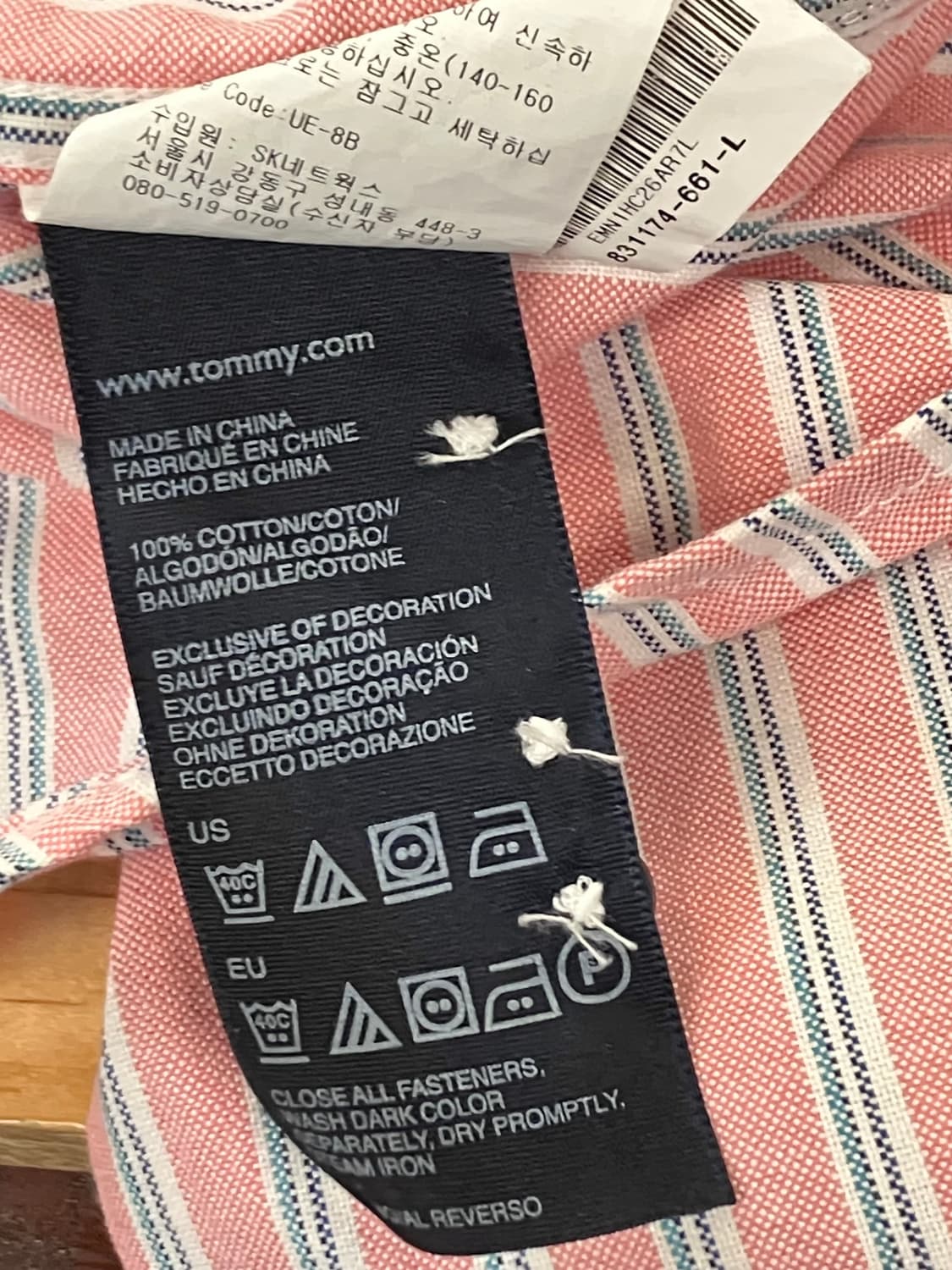 타미힐피거 스트라이프 셔츠 핑크 L #csz3620 상품이미지4