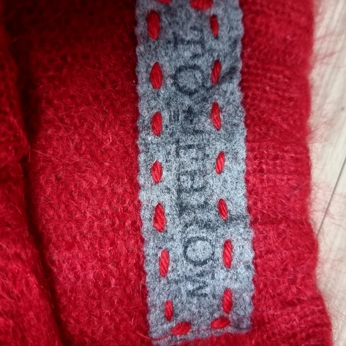 90s 빈티지 레드 모헤어 니트 헨리넥 스웨터(105) 상품이미지2