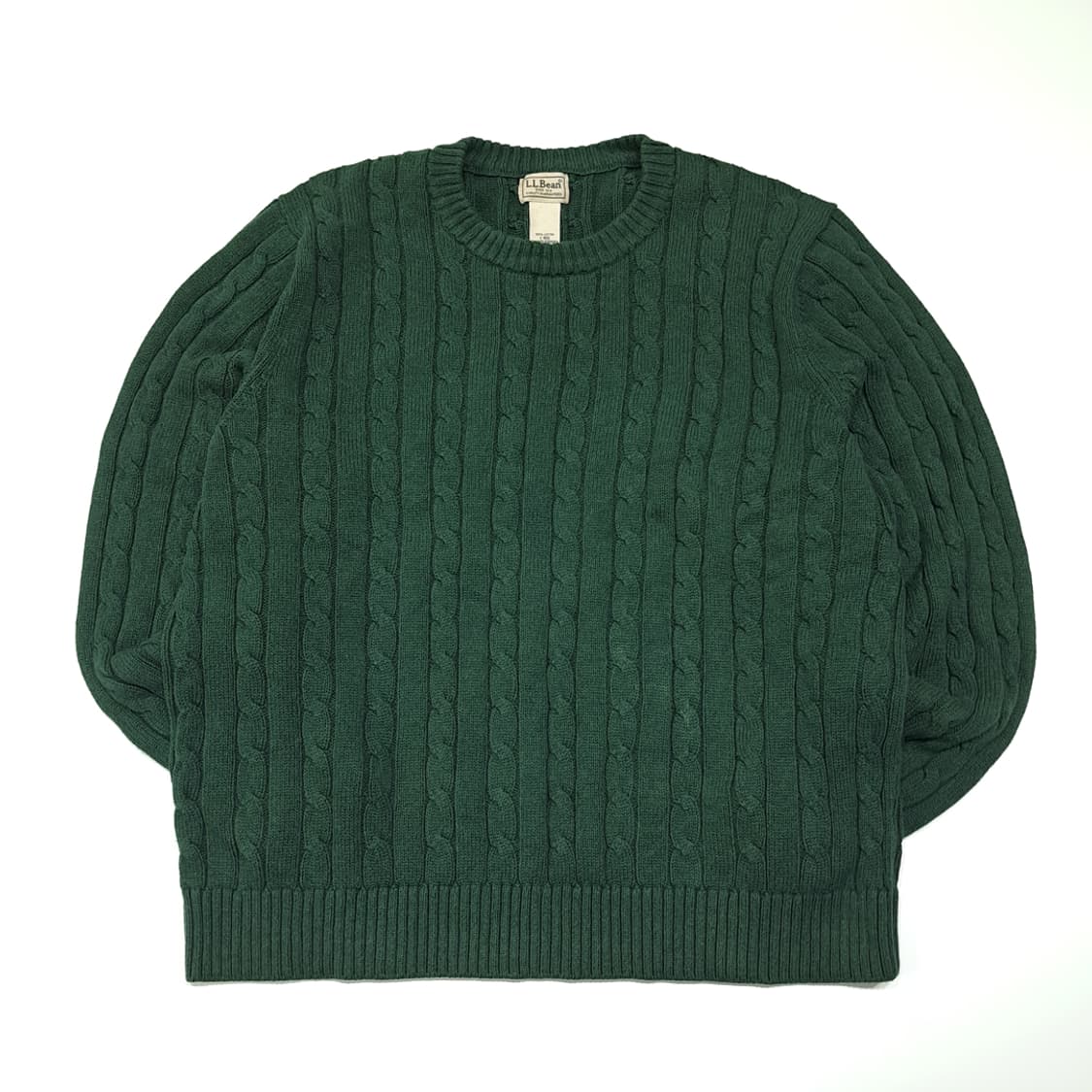CL078 엘엘빈 코튼 다크그린 케이블 니트 스웨터 상품이미지1