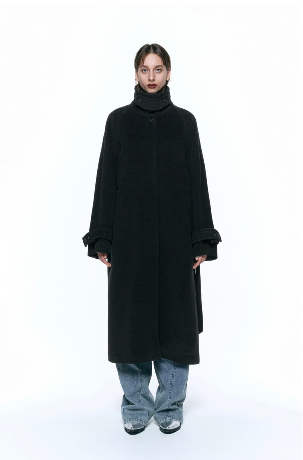 인사일런스 우먼 발마칸 로브 코트 BLACK 상품이미지1