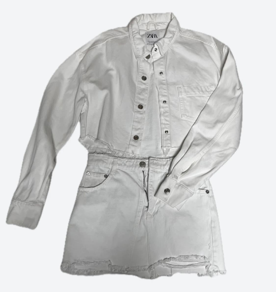 자라 화이트데님크롭자켓+미니스커트 셋업 상품이미지3