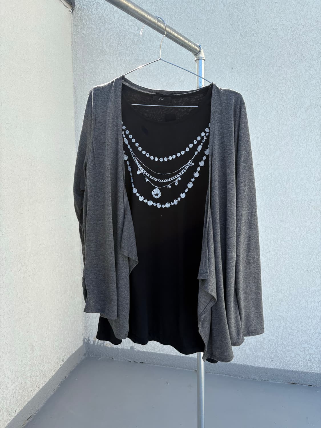 52 black necklace printing one-piece/top 상품이미지4