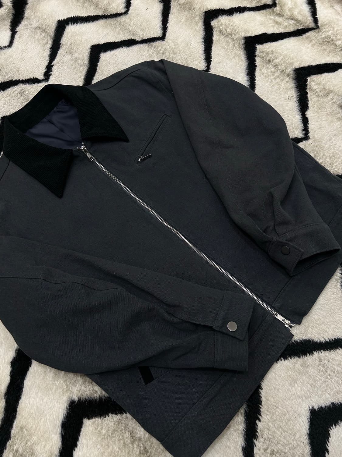 [M]드로우핏 콘트라스트 워크 트러커 자켓/다크 그레이 상품이미지1