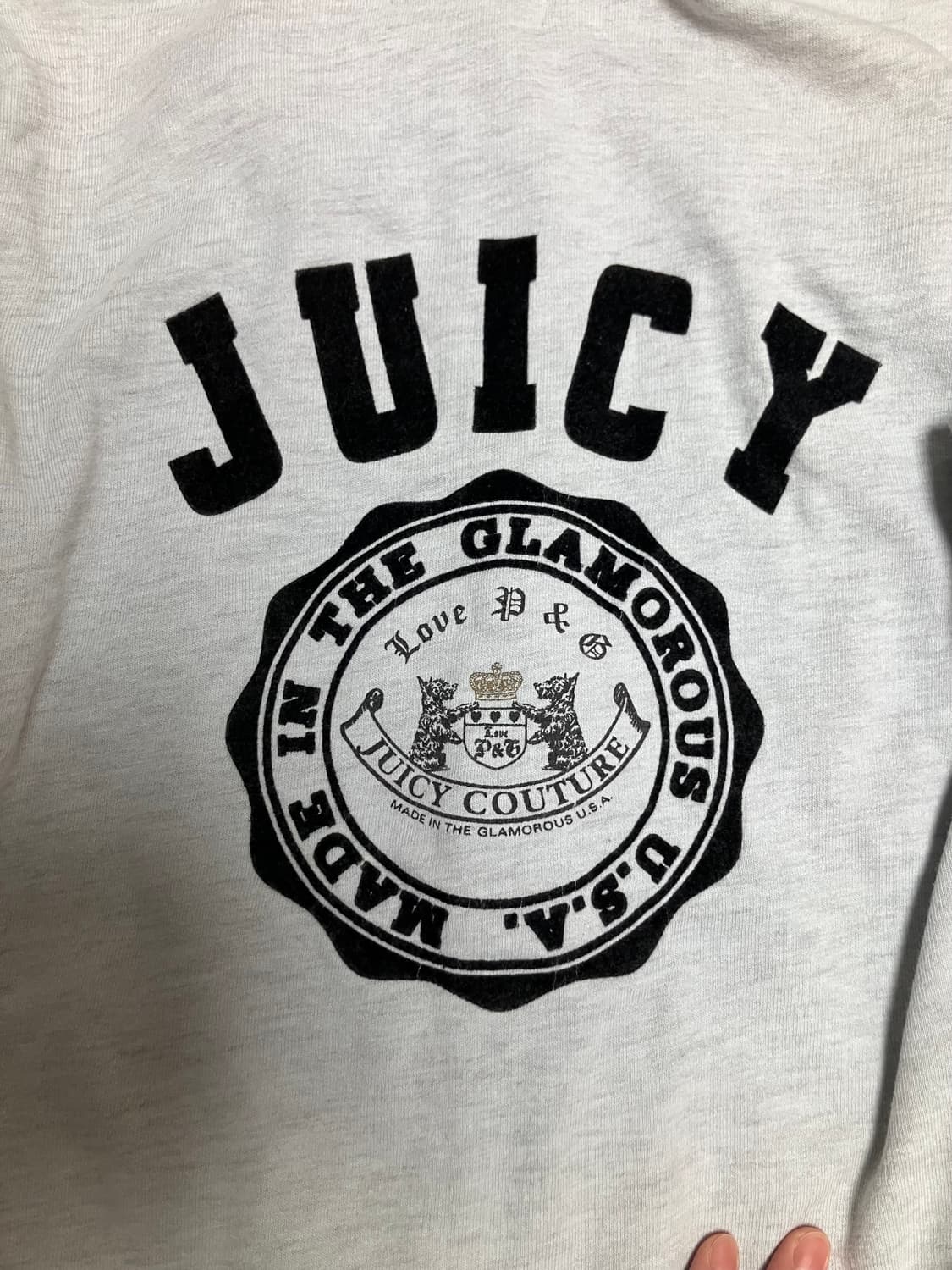 Y2K 쥬시 꾸뛰르 (초 희귀) 코튼 후드 집업 하늘색 크레스트 상품이미지3